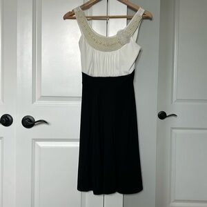 Ladies cocktail dress. Medium petite. Black/white